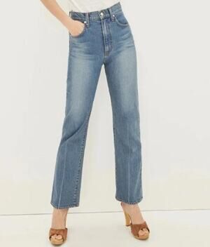 VERONICA BEARD Joey Straight Leg Jeans High Rise Cowboy Crease in Beacon Blue